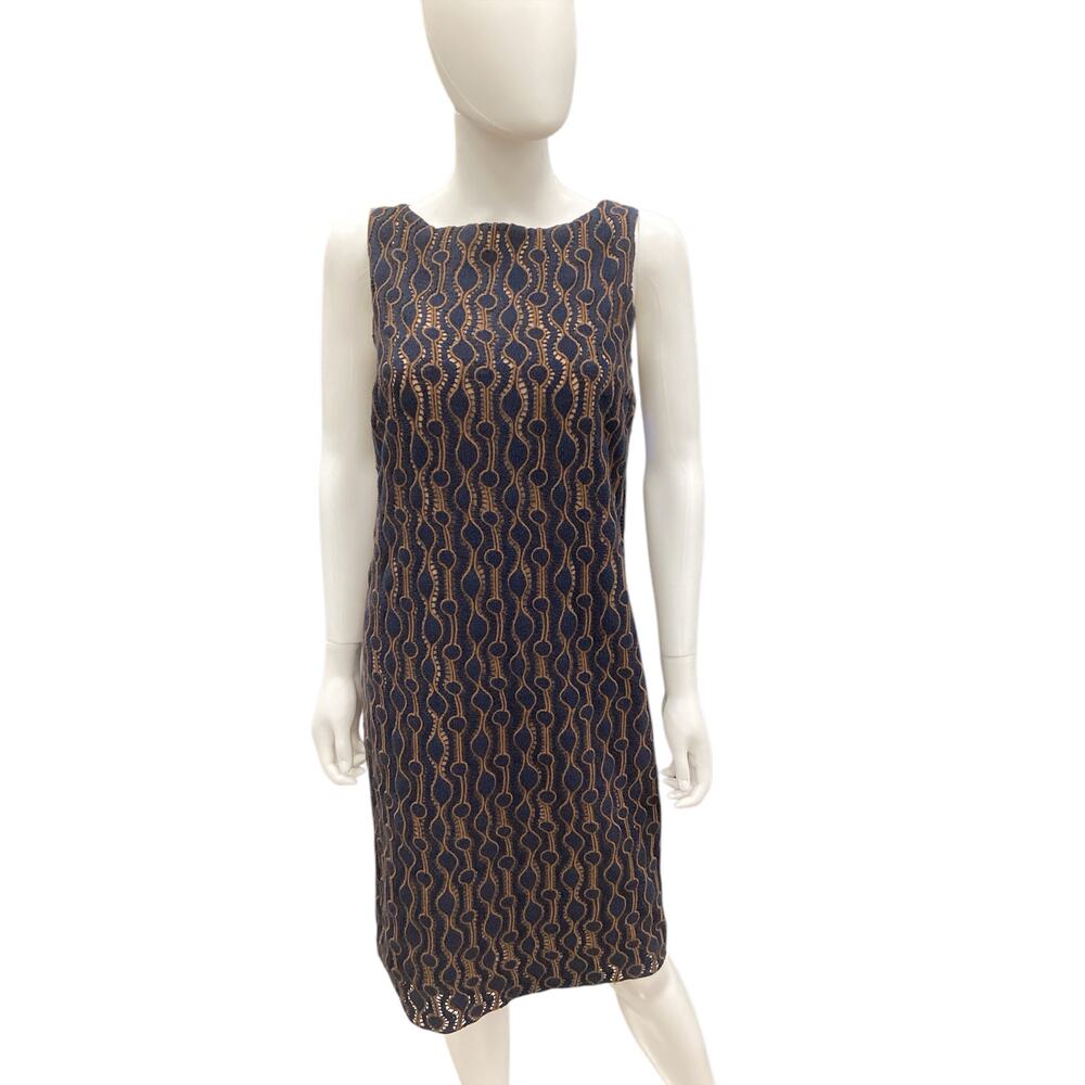 Piazza Sempione Women’s Dress Size M Sleeveless Made In Italy Navy & Beige